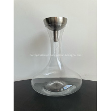 Decanter de vidro transparente com tampa de aço inoxidável